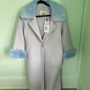 Blue ducie jacket with removable fur